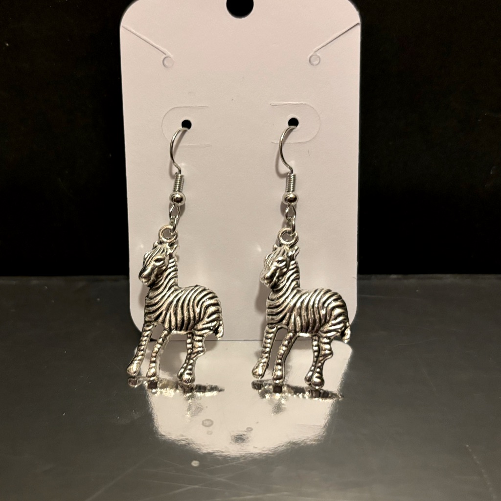 Handmade Zebra Fishhook Earrings